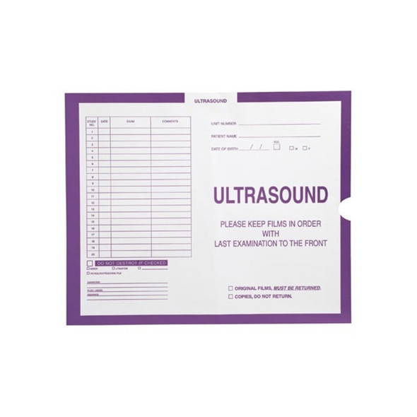 AmeriFile X-Ray Category Insert Envelopes - Open on Top - Ultrasound - Purple - FXT63347 - Box of 250