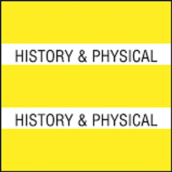 AmeriFile Chart Divider Tabs - "History & Physical" - Yellow - 1 1/2" X 1 1/2" - 102/Pack