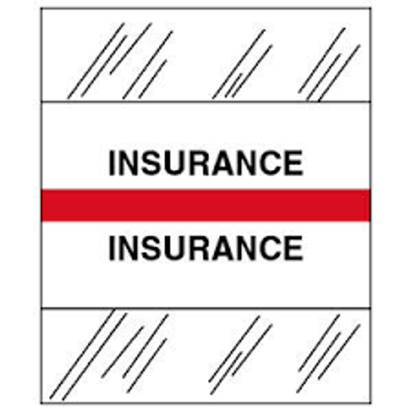 Amerifile (Tabbies Compatible) Chart Divider Tabs - "Insurance" - Red -  100/Pack