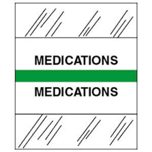 Chart Divider Tabs - Divider - Box of 100 - Lt. Green - Medications