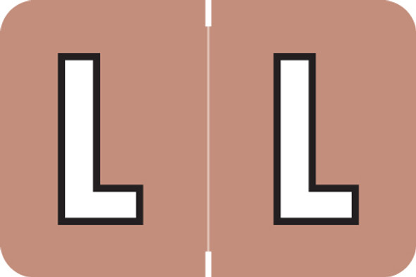 ColorBrite Alpha Labels - Letter L - Brown - 1 1/2 W x 1 H - Roll of 500