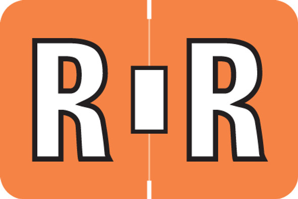 AmeriFile ColorBrite Alpha Labels - Letter R - Orange - 1 1/2 W x 1 H - Rolls of 500