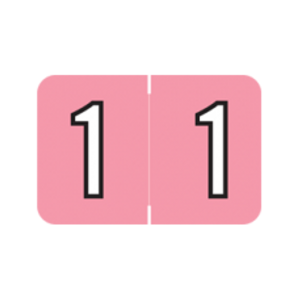 AmeriFile Sycom & Barkley Compatible Numeric Labels - Number 1 - Pink - 1 1/2 W x 1 H - Roll of 500