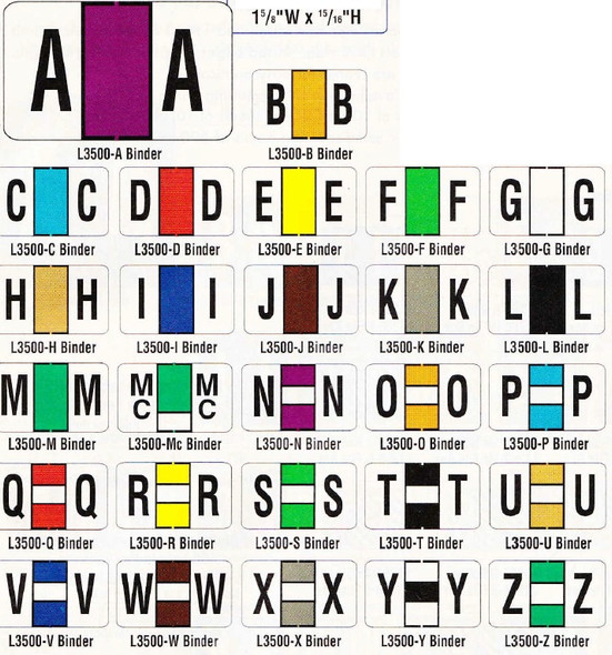 AmeriFile POS 2000 Series Compatible Alpha Labels - 1 5/8 W x 15/16 H - Letter A - Purple - Sheets for Binder 240 Labels
