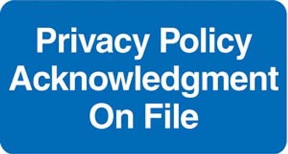 AmeriFile HIPAA Chart Labels - 'Privacy Policy Acknowledgement On File' - 2" x 1" - Blue - LCL2186H - Pack of 252
