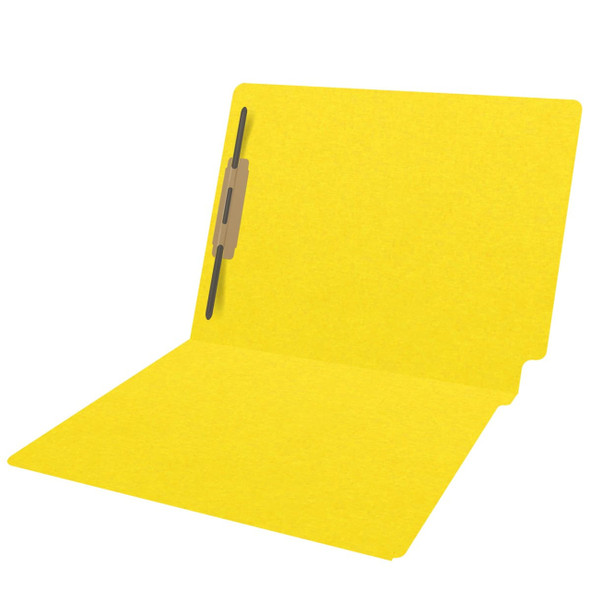 YELLOW LEGAL Size Top Tab File Folder With Fastener in Position 1 - Reinforced Straight Cut Tab - 11 Pt. Stock - 50/Box