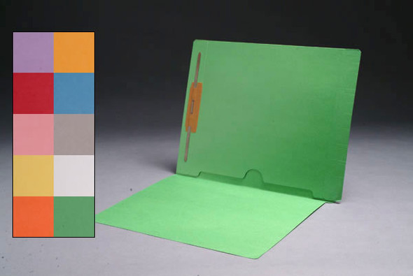 Full Size Back Panel Pocket Folder with 1 Fastener in Position #1 -  11 Pt. Colored Stock, Available in 10 colors - Letter Size, Full Cut End Tab - 50/Box