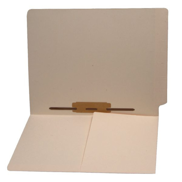 End Tab Folder with 1/2 Pocket Inside Front - 1 Fastener in Position 5 - Full Cut End Tab - 11 PT. Manila - Letter Size - Box of 50