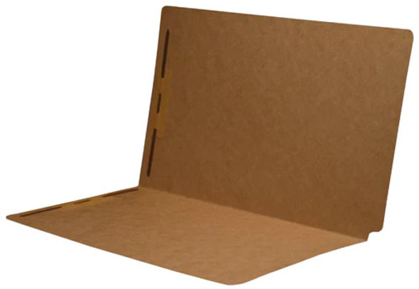 SFI Compatible 17 PT. Brown Kraft End Tab Folders with Fasteners in Positions 1 & 3 - Legal Size with Drop Front - Full Cut End Tab -  50/Box