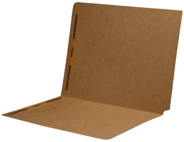 SFI Compatible 17 PT. Brown Kraft End Tab Folders with Fasteners in Positions 1 & 3 - Letter Size - Full Cut End Tab -  50/Box