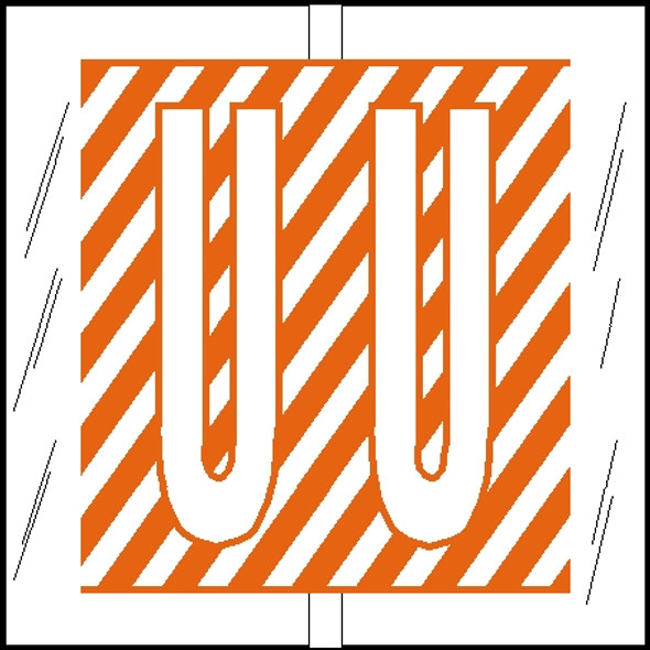 Tabbies Alphabetic Labels - 12100 Series (Rolls) "U"- Orange- 1-1/2"H x 1-1/2"W - 500/Roll