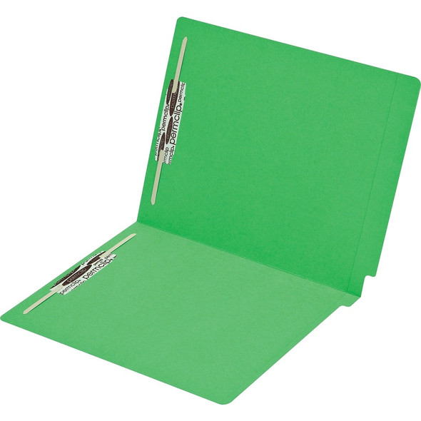 Medical Arts Press Match Colored End Tab File Folders with 2 Permclip Fasteners- Green, Letter Size, 15pt (50/Box)