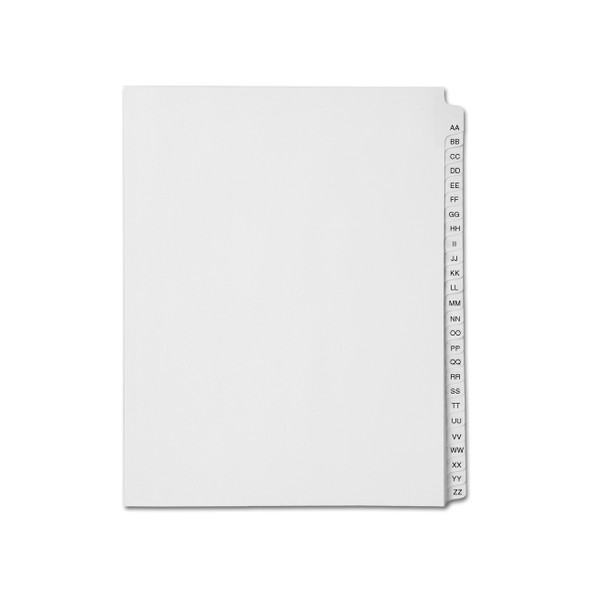 Medical Arts Press Match Avery Collated Legal Index Dividers- Alphabet AA-ZZ, Letter Size, White, Mylar Tabs (1/Set) (SP11AAZZ)