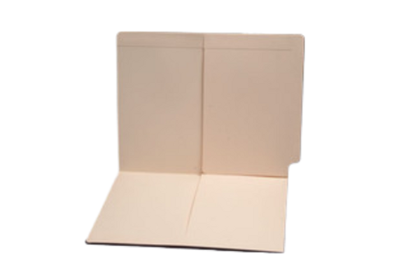 End Tab Pocket Folder - Two 1/2 Pockets Inside Front and Back -  Fasteners in Positions 1 & 3 - 11 Pt. Manila - Letter Size - 50/Box