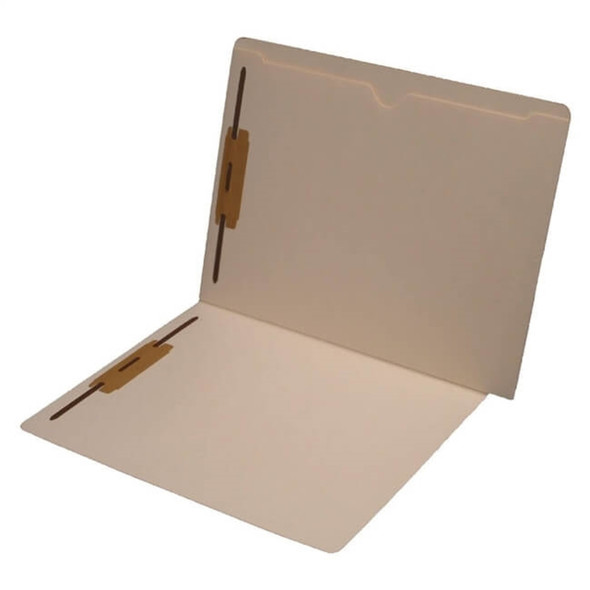 14 Pt. Manila End Tab Folder with Full Open Top Back Pocket - Letter Size - Full Cut End Tab - Fasteners in Positions 1 & 3 - 50/Box