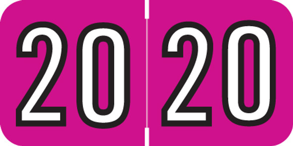 Amerifile Yearband Label (Rolls of 500) - 2020- Pink - ARYM Series - Laminated -3/4" H x 1-1/2" W
