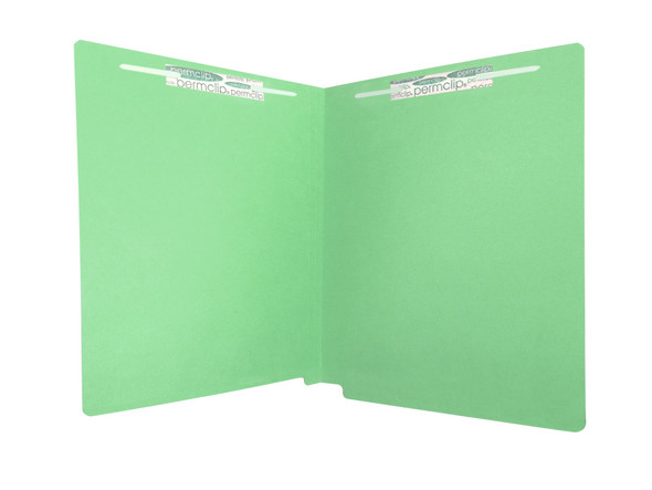 Medical Arts Press Match Heavy Duty Colored End Tab Folders with 2 Permclip Fasteners- Green, Letter Size, 20pt (40/Box)
