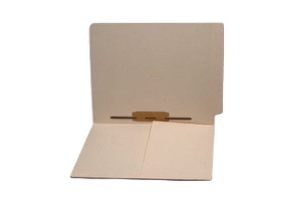 End Tab Folder with 1/2 Pocket Inside Front - 1 Fastener in Position 5 - Full Cut End Tab - 14 PT. Manila - Letter Size - Box of 50