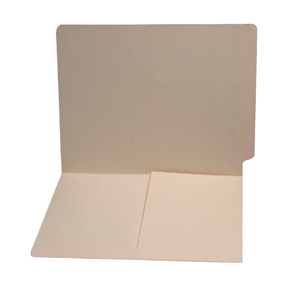 End Tab Folder with Half Pocket on left side- Letter Size - 11 pt. Manila - Full Cut End Tab - Box of 50