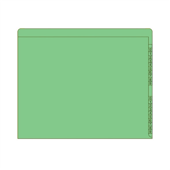 End/Top Tab Numeric Kardex Folders - GREEN - Letter Size - 3/4" Expansion -  100/Box