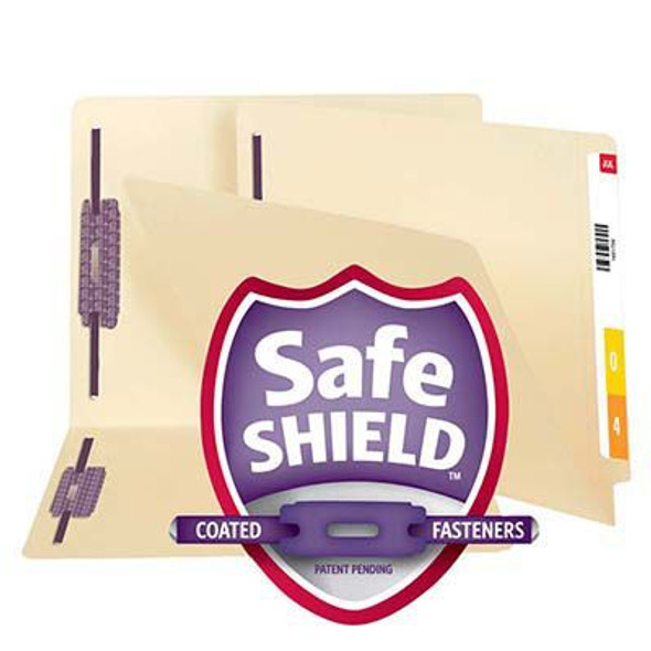 Smead End Tab Fastener File Folder with SafeSHIELD® 34117, Shelf-Master® Reinforced Straight-Cut Tab, 2 Fasteners, Letter, Manila