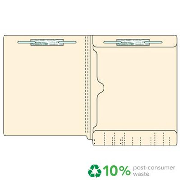 End Tab File Folder with Full Size Pocket on Inside Back Panel - Fasteners in Position 1 & 3 -  11 PT. Manila - Letter Size -  Reinforced Tab - Box of 50