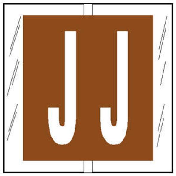 Col'R'TAB Top Tab Alpha Labels - 82100 Series - Letter 'J' - Brown- 1-1/2" H x 1-1/2" W - Labels on Sheets - 100/Pack
