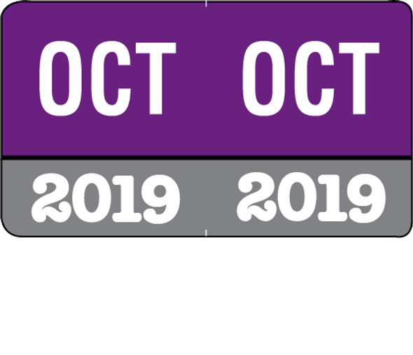 Month/Year Labels 2019 - October - 225 Labels Per Pack - 1-1/2" W x 1" H