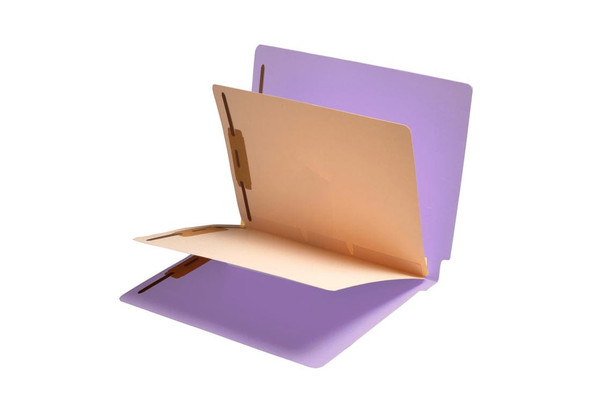 Economy 2 Divider Folders - 14 Pt. Lavender Colored Folder with 2 Dividers - Letter Size - Full Cut Reinforced End Tab -  4 Fasteners - 25/Box