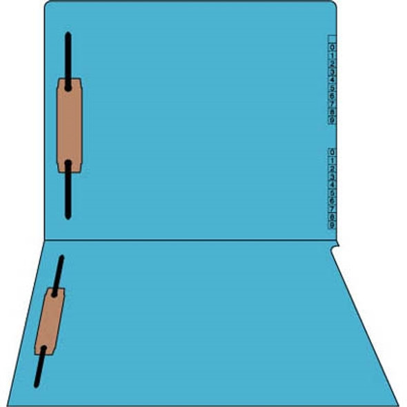 End/Top Tab Numeric Kardex Folders - BLUE - Letter Size - 3/4" Expansion - With Fasteners in Positions 1 & 3 - 50/Box