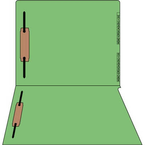 End/Top Tab Numeric Kardex Folders - Green - Letter Size - 3/4" Expansion - With Fasteners in Positions 1 & 3 - 50/Box