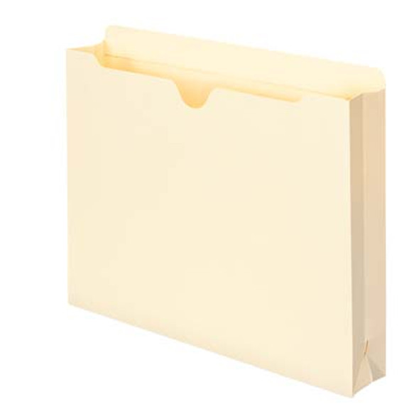 File Jacket with 2" Expansion (ships flat) - 11 Pt. Manila  - Single Ply Tab - Letter Size - Closed on 3 sides - Notched at top - 200/Carton