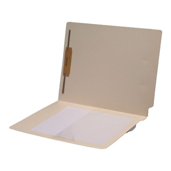 End Tab Folder with 1/2 Poly Pocket inside Left - Fastener in Position 1 - 11 Pt. Manila - Full Cut End Tab - Letter Size - 50/Box