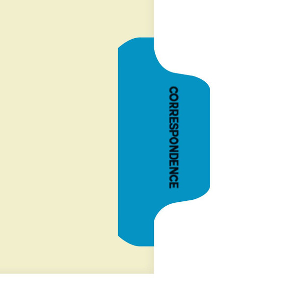 "Correspondence" Side Tab Chart Dividers - Tab Position #6- Tab Color Blue (100/Pkg) (56789)