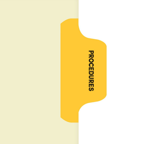 "Procedures"  Side Tab Chart Dividers- Tab Position 3- Amber (100/Pkg)