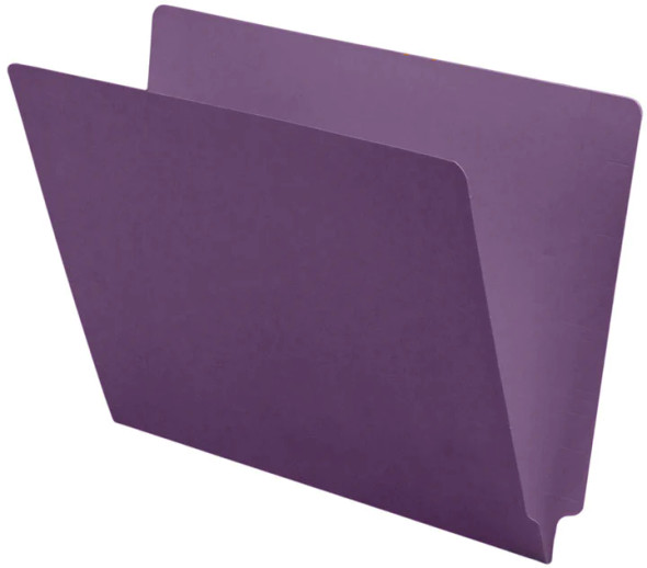 Lavender Colored 14 Pt. End Tab Folder with 2 Fasteners in Positions 1 & 5 - Full Cut Reinforced End Tab - Letter Size -50/Box