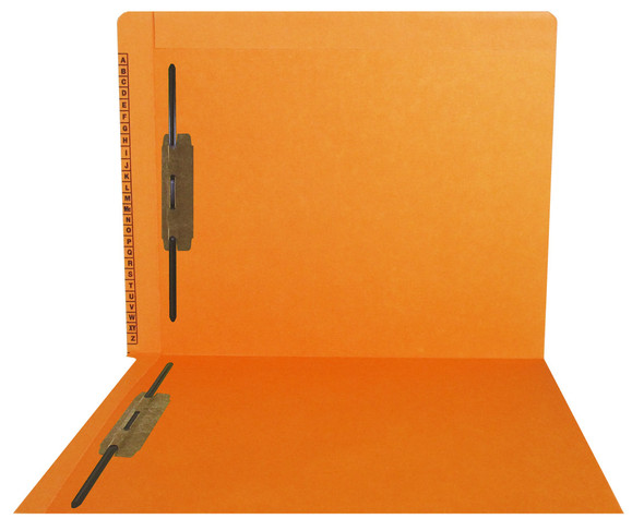 Kardex Sem-Scan Alpha Folders - End/Top Tab - ORANGE - Fasteners in 1 & 3 - Letter Size - 50/Box