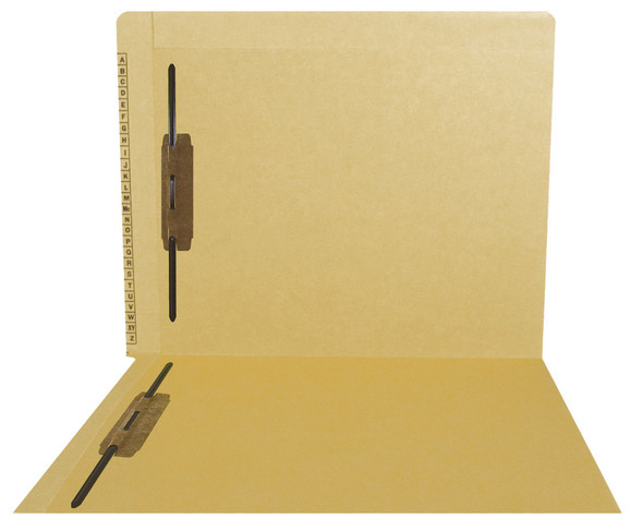 Kardex Sem-Scan Alpha Folders - End/Top Tab - TAN - Fasteners in 1 & 3 - Letter Size - 50/Box