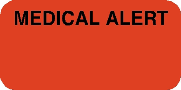 Tabbies 40524 - "MEDICAL ALERT" Label - FLUORESCENT RED, 3/4"H x 1-1/2"W, 250/ROLL