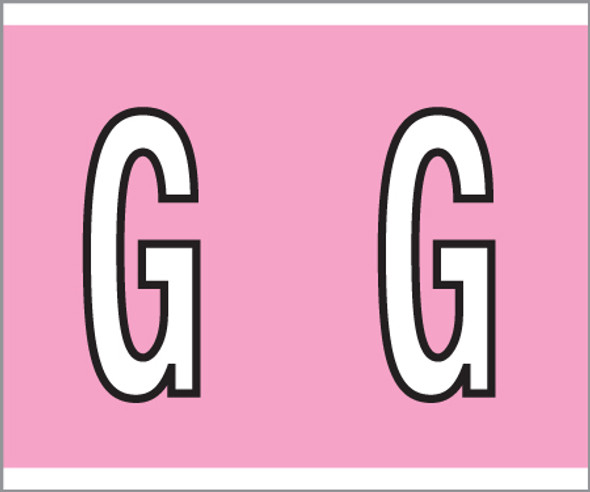 Tabbies 139-G - KARDEX PSF-139 COMPATIBLE ALPHA LABEL SERIES, 1-1/4" ALPHA LABELS 'G', PINK, 1-1/2"H x 1-1/4"W, 500/ROLL