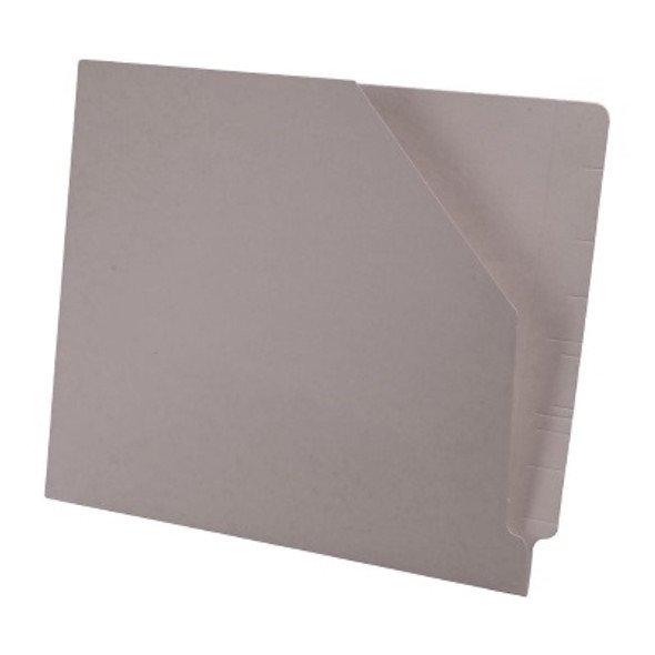Colored End Tab Pocket Folder with Slant Cut Pocket, Full Cut End Tab, Letter Size - Grey - 100/Box