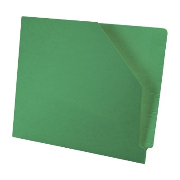 Colored End Tab Pocket Folder with Slant Cut Pocket, Full Cut End Tab, Letter Size - Green - 100/Box