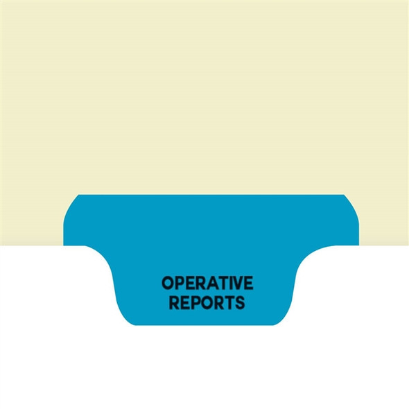 "Operative Reports" -Chart Dividers -  Bottom Tab in Position 3 - Blue Colored Tab - 125# Manila Stock -100/Package