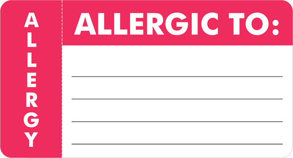 ALLERGY / ALLERGIC TO:, WHITE & RED, 3-1/4"W x 1-3/4"H, 250/ROLL