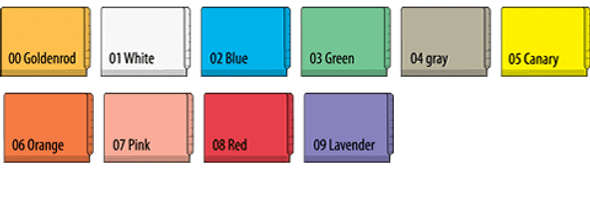 Top Tab File Folder, Legal Size, Available in 10 Colors, 11 Pt. Double Ply, Straight Cut Tab - 100/Box