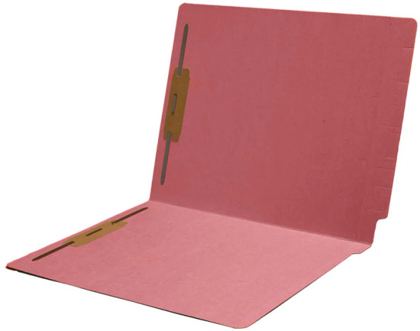 PINK LEGAL Size Top Tab File Folder With Fastener in Positions 1 & 3 - Reinforced Straight Cut Tab - 11 Pt. Stock - 50/Box