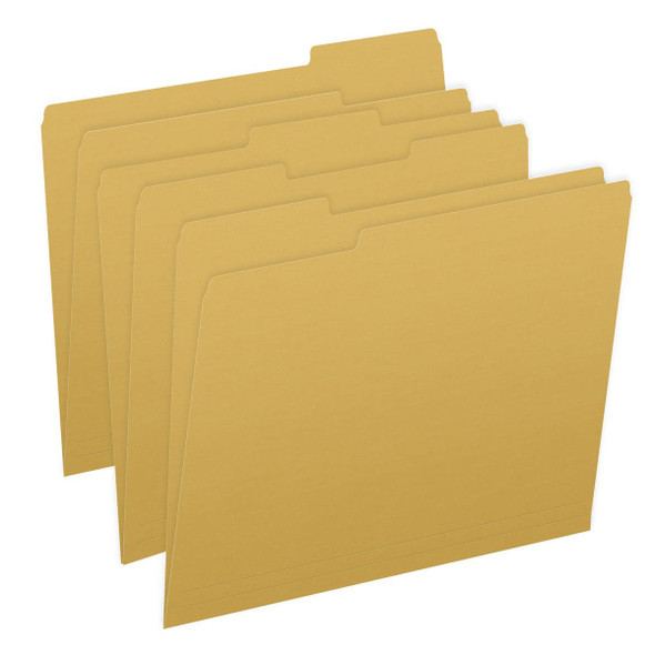 Yellow Letter Size Top Tab Single Ply Folders with 1/3 Cut Assorted Tabs, 11 pt Yellow Stock, 100/Box