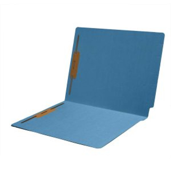 Blue Legal Size Reinforced End Tab Folder with 2 Bonded Fastener on Inside Front and Back, 14 PT. Blue Stock, 50/Box