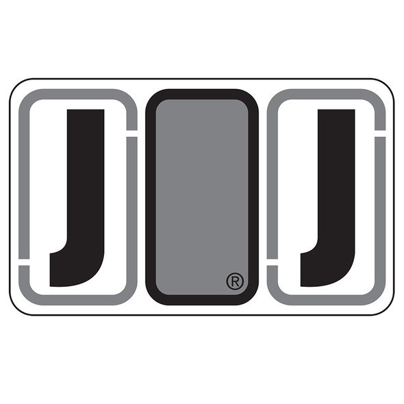 Jeter Series 7700 Labels - Letter  "J" - Grey -  24/SHEET - 240 Labels Total