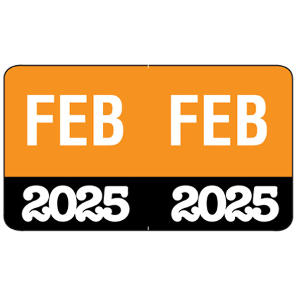 Month/Year Labels 2025 - February - 225 Labels Per Pack